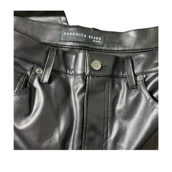 Veronica Beard Womens Black High Rise Faux Leather Ankle Skinny Pants Sz 31 New - Picture 4 of 12